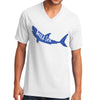 Shark In Wild Sea Graphic Design Men's Big Size Core Cotton V-Neck T-Shirt - White XS