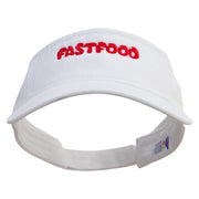 Joyful Fast Food Logo Embroidered Pro Style Cotton Twill Washed Visor - White OSFM