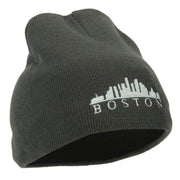 Boston Skyline Embroidered 8 Inch Knitted Short Beanie