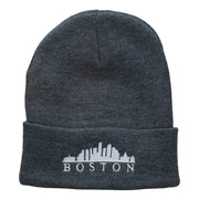 Boston Skyline Embroidered Cuffed Long Beanie