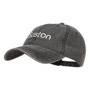 Boston Embroidered Washed Buckled Cap