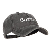 Boston Embroidered Washed Buckled Cap