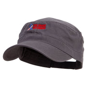 The Brave Veteran Embroidered Garment Washed Adjustable Army Cap - Charcoal-Grey OSFM