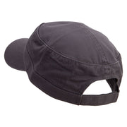 The Brave Veteran Embroidered Garment Washed Adjustable Army Cap - Charcoal-Grey OSFM