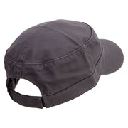 The Brave Veteran Embroidered Garment Washed Adjustable Army Cap - Charcoal-Grey OSFM