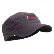 The Brave Veteran Embroidered Garment Washed Adjustable Army Cap - Charcoal-Grey OSFM