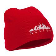 Boston Skyline Embroidered 8 Inch Knitted Short Beanie