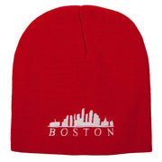 Boston Skyline Embroidered 8 Inch Knitted Short Beanie