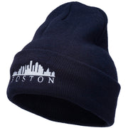 Boston Skyline Embroidered Cuffed Long Beanie