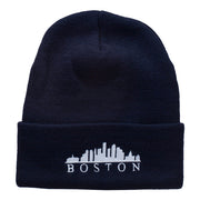 Boston Skyline Embroidered Cuffed Long Beanie