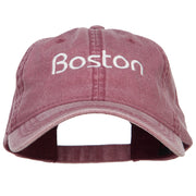 Boston Embroidered Washed Buckled Cap