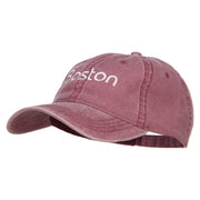 Boston Embroidered Washed Buckled Cap