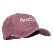 Boston Embroidered Washed Buckled Cap