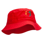 Dancing Partner Embroidered Bucket Hat - Red OSFM