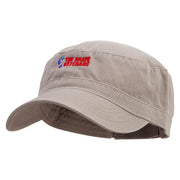 The Brave Veteran Embroidered Garment Washed Adjustable Army Cap - Dk-Khaki OSFM