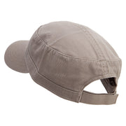 The Brave Veteran Embroidered Garment Washed Adjustable Army Cap - Dk-Khaki OSFM