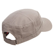 The Brave Veteran Embroidered Garment Washed Adjustable Army Cap - Dk-Khaki OSFM