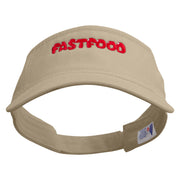 Joyful Fast Food Logo Embroidered Pro Style Cotton Twill Washed Visor - Khaki OSFM