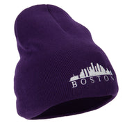 Boston Skyline Embroidered 8 Inch Knitted Short Beanie