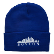 Boston Skyline Embroidered Cuffed Long Beanie