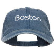 Boston Embroidered Washed Buckled Cap