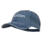 Boston Embroidered Washed Buckled Cap