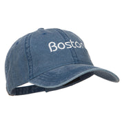 Boston Embroidered Washed Buckled Cap