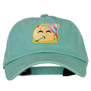 Party Emoji Patched Unstructured Washed Cap