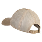 Shamrock St. Patrick's Day Embroidered Iron On Patched Pigment Dyed Mesh Cap - Dark Beige OSFM
