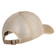 Shamrock St. Patrick's Day Embroidered Iron On Patched Pigment Dyed Mesh Cap - Dark Beige OSFM