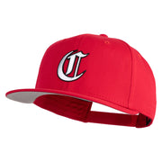 Old English White C Patched Cotton Twill Flat Bill Cap - Red OSFM