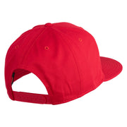 Old English White C Patched Cotton Twill Flat Bill Cap - Red OSFM