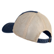 Shamrock St. Patrick's Day Embroidered Iron On Patched Pigment Dyed Mesh Cap - Navy Khaki OSFM