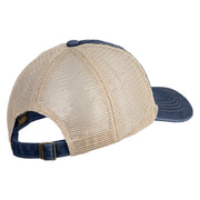 Shamrock St. Patrick's Day Embroidered Iron On Patched Pigment Dyed Mesh Cap - Navy Khaki OSFM