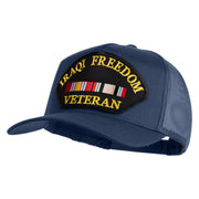 Iraqi Freedom Veteran Patched Solid Cotton Twill 5 panel Mesh Back Cap - Navy OSFM
