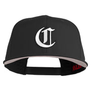 Old English White C Patched Cotton Twill Flat Bill Cap - Black OSFM