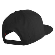 Old English White C Patched Cotton Twill Flat Bill Cap - Black OSFM
