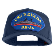 USS Nevada BB 36 Blue Patched Solid Cotton Twill 5 panel Mesh Back Cap - Navy OSFM