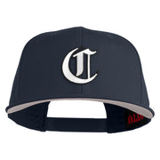 Old English White C Patched Cotton Twill Flat Bill Cap - Navy OSFM