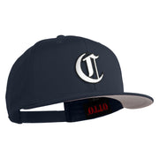 Old English White C Patched Cotton Twill Flat Bill Cap - Navy OSFM