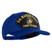 U.S. Marine Corps First to Fight Patched Solid Cotton Twill Pro Style Cap - Royal OSFM