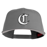 Old English White C Patched Cotton Twill Flat Bill Cap - Grey OSFM