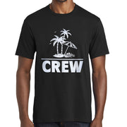 Beach Crew with Palm Trees Design Men's Big Size Crew Neck Tee Shirt - Jet-Black XS