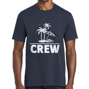 Beach Crew with Palm Trees Design Men's Big Size Crew Neck Tee Shirt - Deep-Navy XS