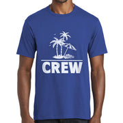 Beach Crew with Palm Trees Design Men's Big Size Crew Neck Tee Shirt - Athletic-Royal XS