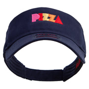 Stylish Pizza Logo Embroidered Cotton Twill Sun Visor - Navy OSFM