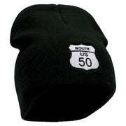 Route US 50 Sign Embroidered 8 inch Acrylic Short Blank Beanie