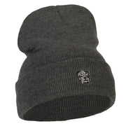 Bulldog Head Embroidered Long Knitted Beanie