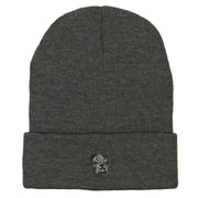 Bulldog Head Embroidered Long Knitted Beanie