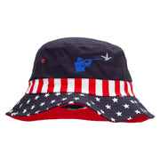 Catching a Bird Embroidered USA Flag Bucket Hat - Flag M